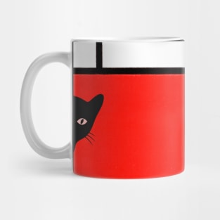 Mondrian Cats Composition with Red, Yellow, Blue, and Black Mug